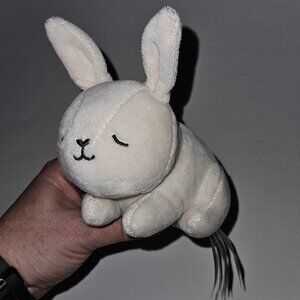 H&M Home White Bunny Rabbit Plush Rattle Lovey Stuffed Toy 5" Long Sewn Eyes